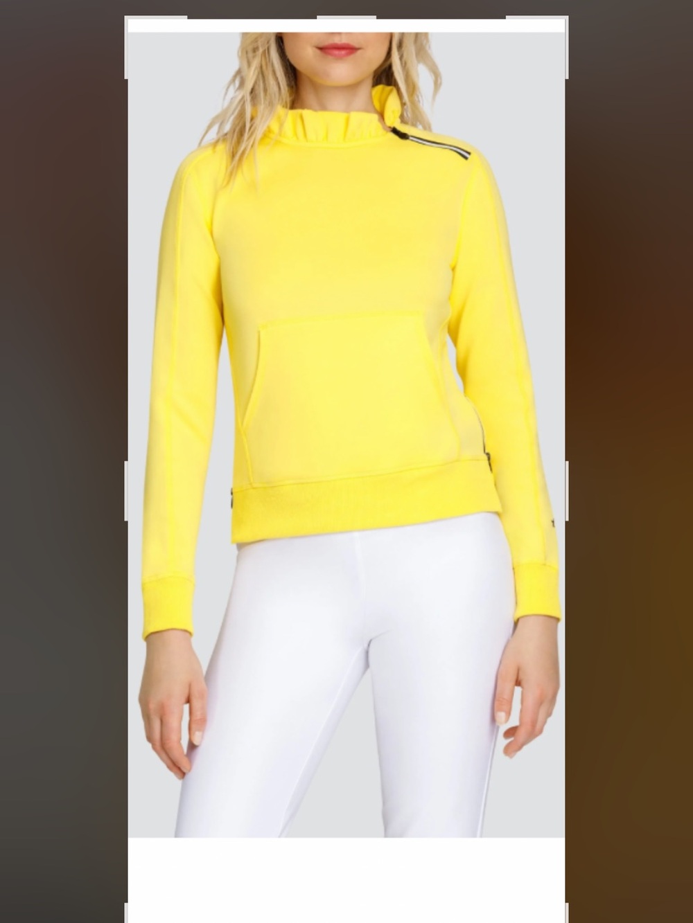 Tail Yellow  Ruffled Mock Neck Sweatshirt